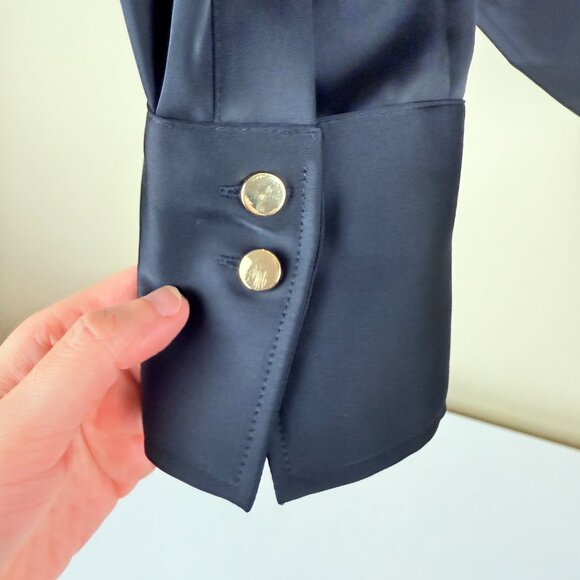 NWT H&M Satin Button-Front Shirt – Black (Recycled Polyester) S - Picture 3 of 9